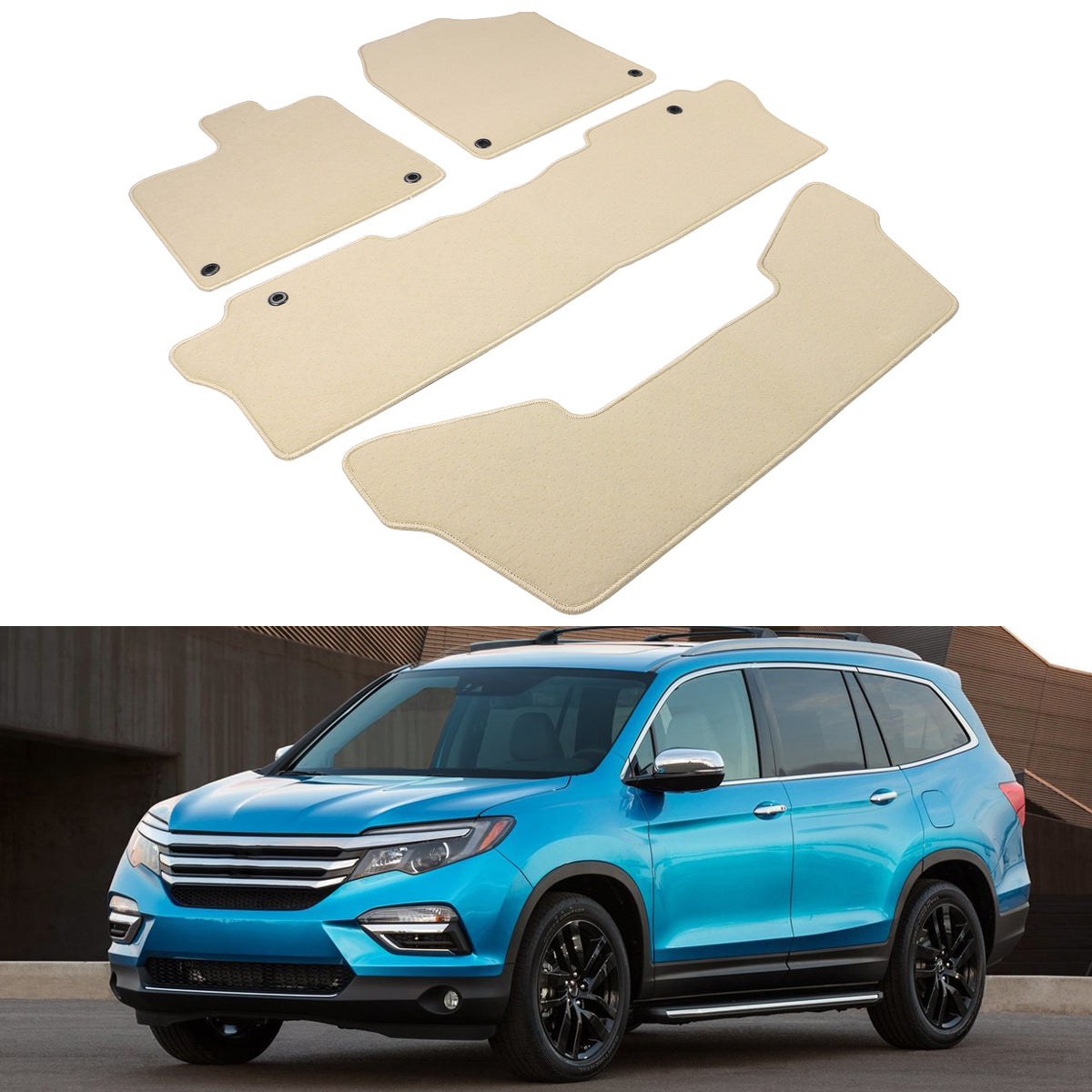 2016-2023 Honda Pilot Nylon Floor Mats Liner Front Rear Carpets