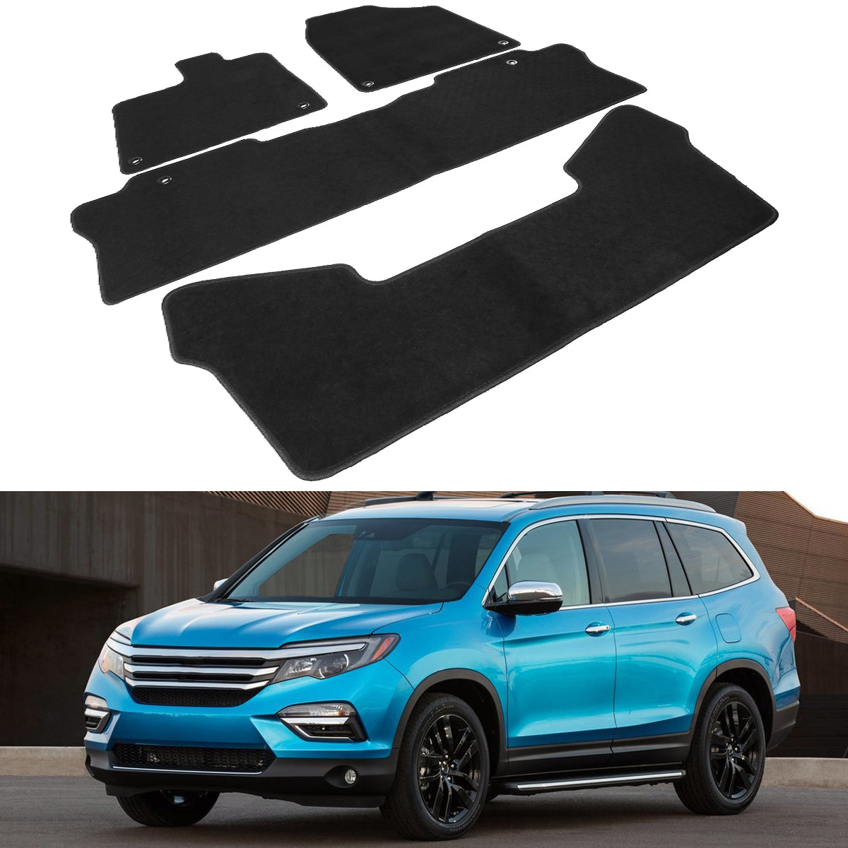 2016-2023 Honda Pilot Nylon Floor Mats Liner Front Rear Carpets