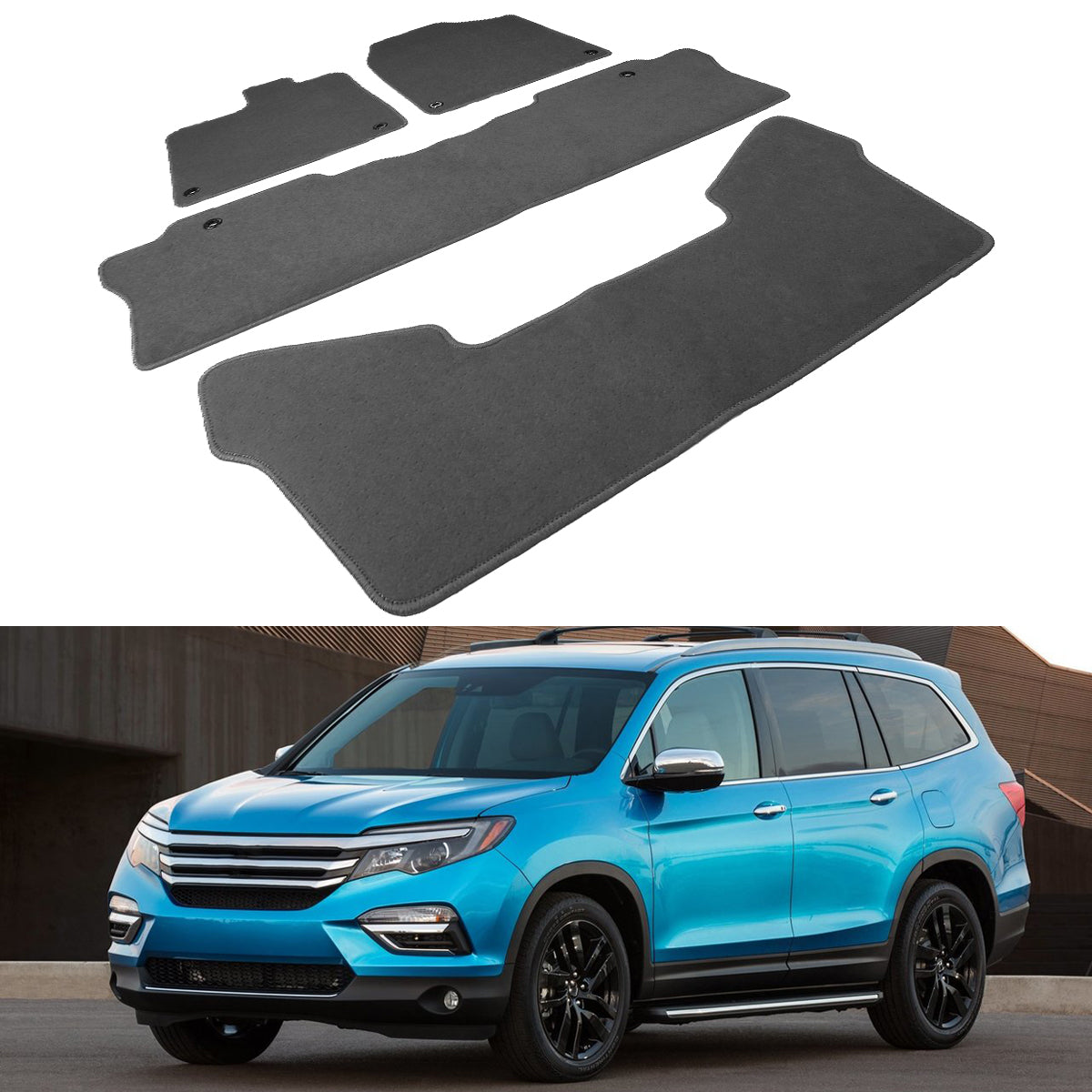 2016-2023 Honda Pilot Nylon Floor Mats Liner Front Rear Carpets