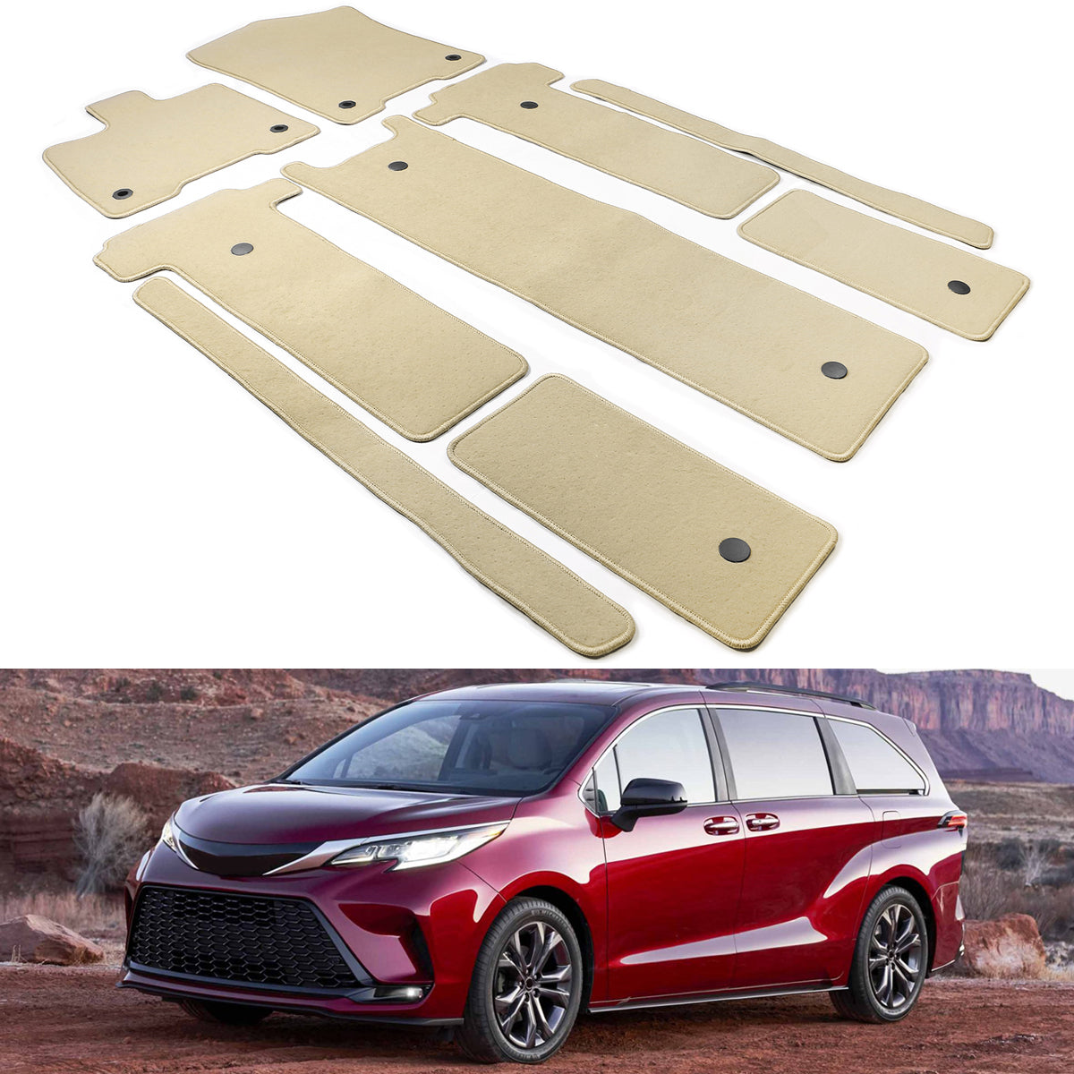 2021-2025 Toyota Sienna Floor Mats Liner Front Rear Carpets 9PC