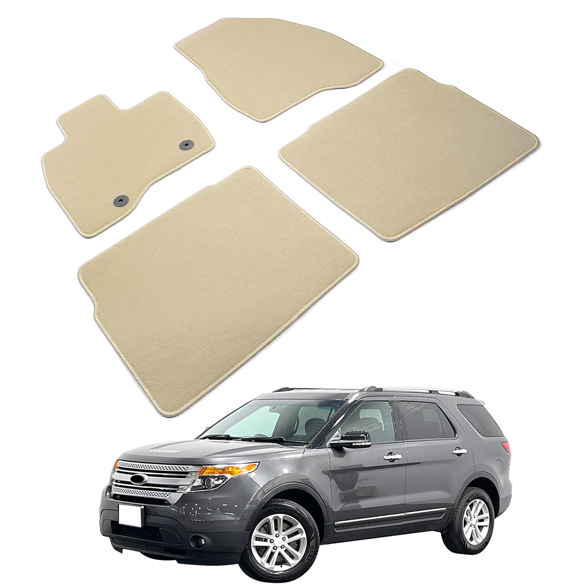 2015-2019 Ford Explorer 4PCS Front Rear Floor Mats Carpet Nylon