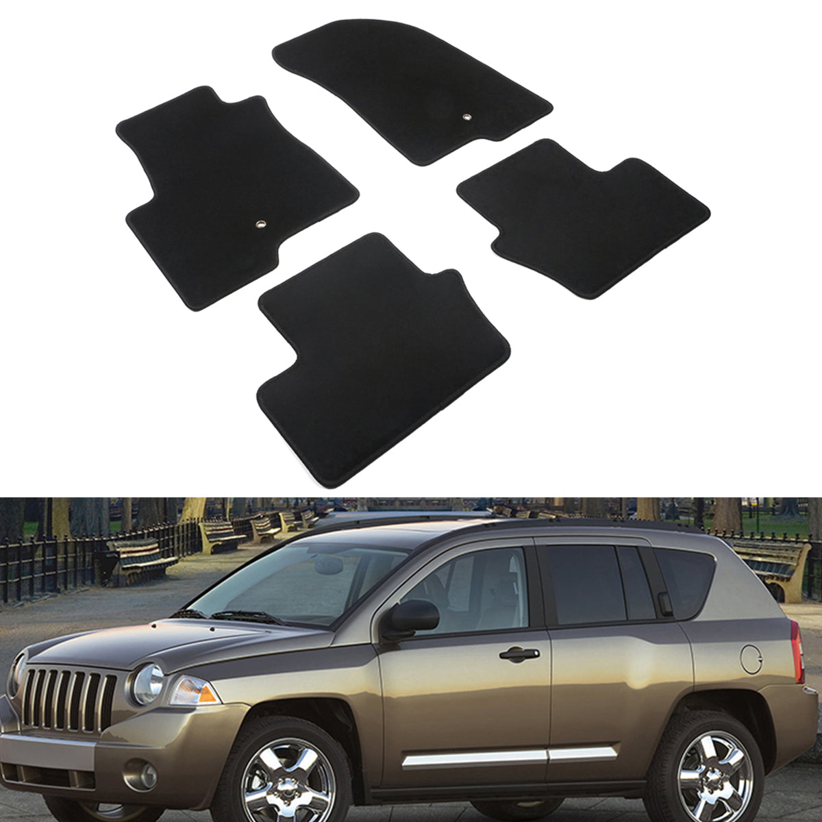 Car Floor Mat for 2007-2016 Jeep Compass/Patriot Black Nylon  Liner