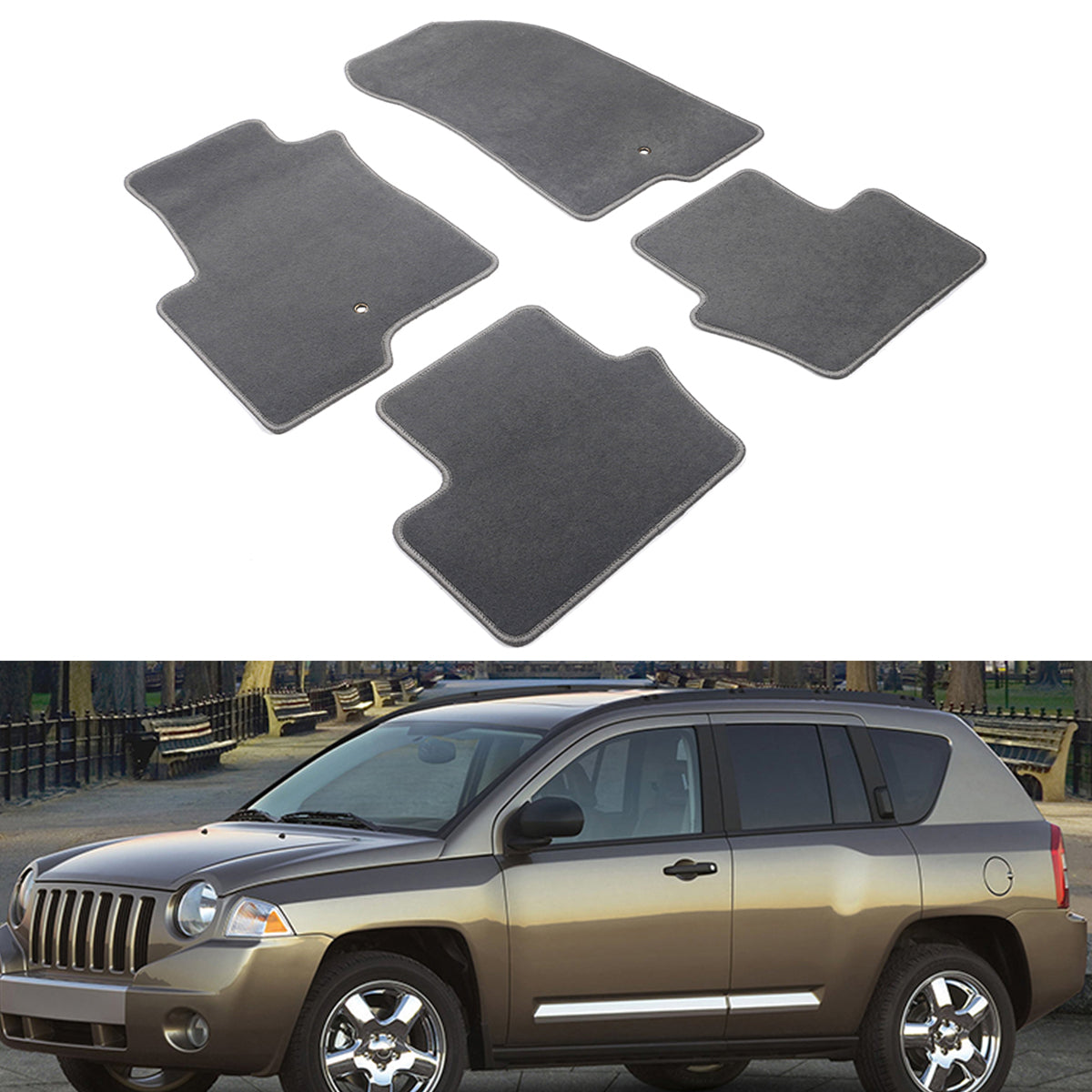 Car Floor Mat for 2007-2016 Jeep Compass/Patriot Gray Nylon  Liner