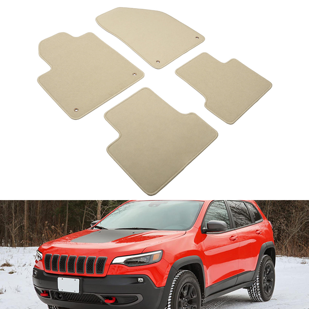 2014-2023 Jeep Cherokee 4DR OE Front Rear Floor Mat Carpet Nylon