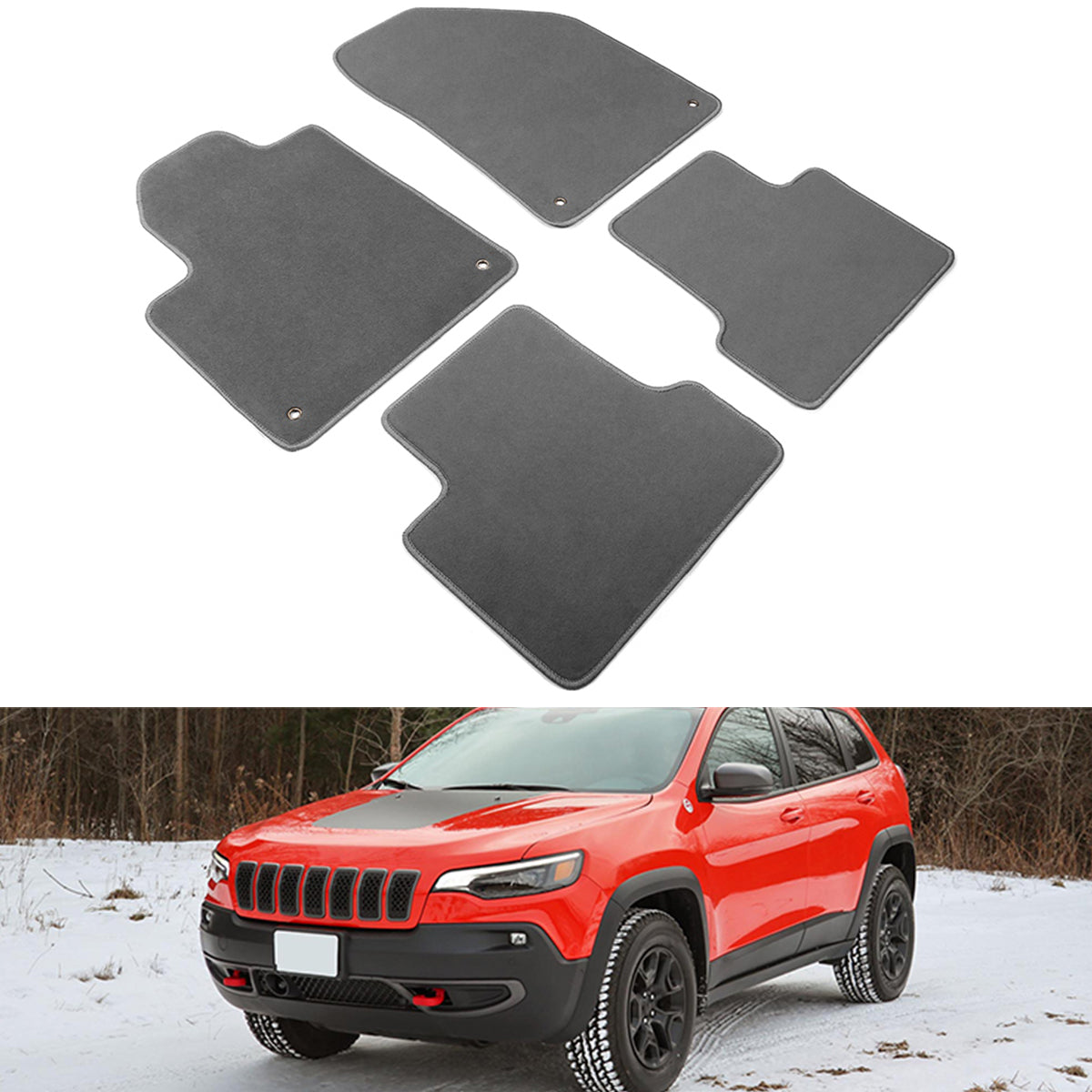 2014-2023 Jeep Cherokee 4DR OE Front Rear Floor Mat Carpet Nylon