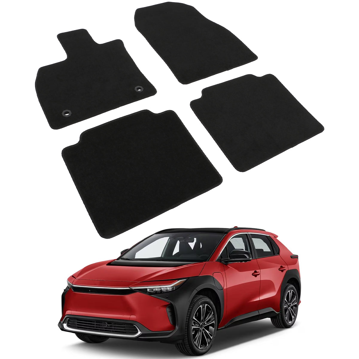 2023-2024 Toyota bZ4X & Subaru Solterra 4PCS Black Floor Mats Nylon