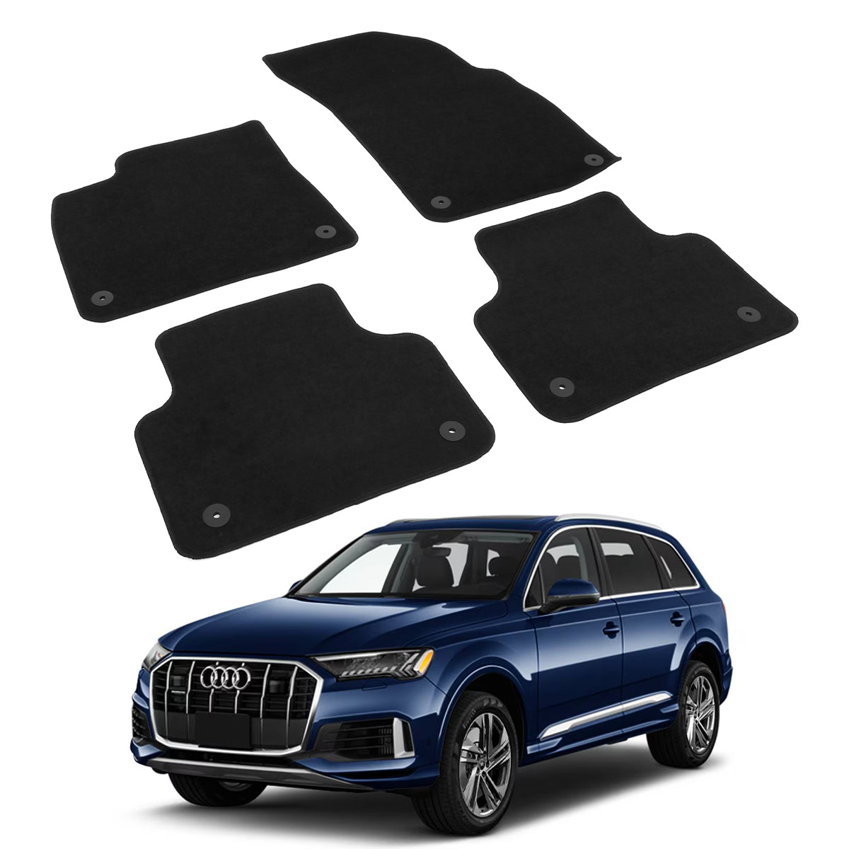 2017-2025 Audi Q7 SQ7&2019-2024 Q8 SQ8 RSQ8 4PC Black Floor Mats Nylon