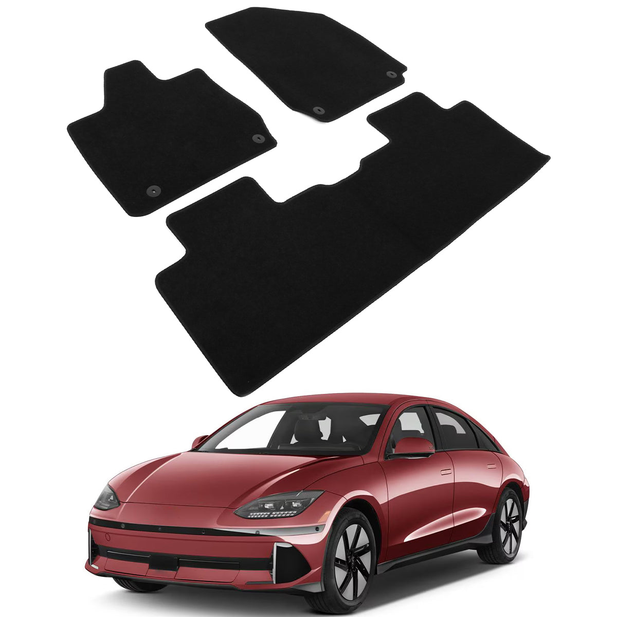2023-2024 Hyundai Ioniq 6 3PCS Black Front Floor Mats Carpets Nylon