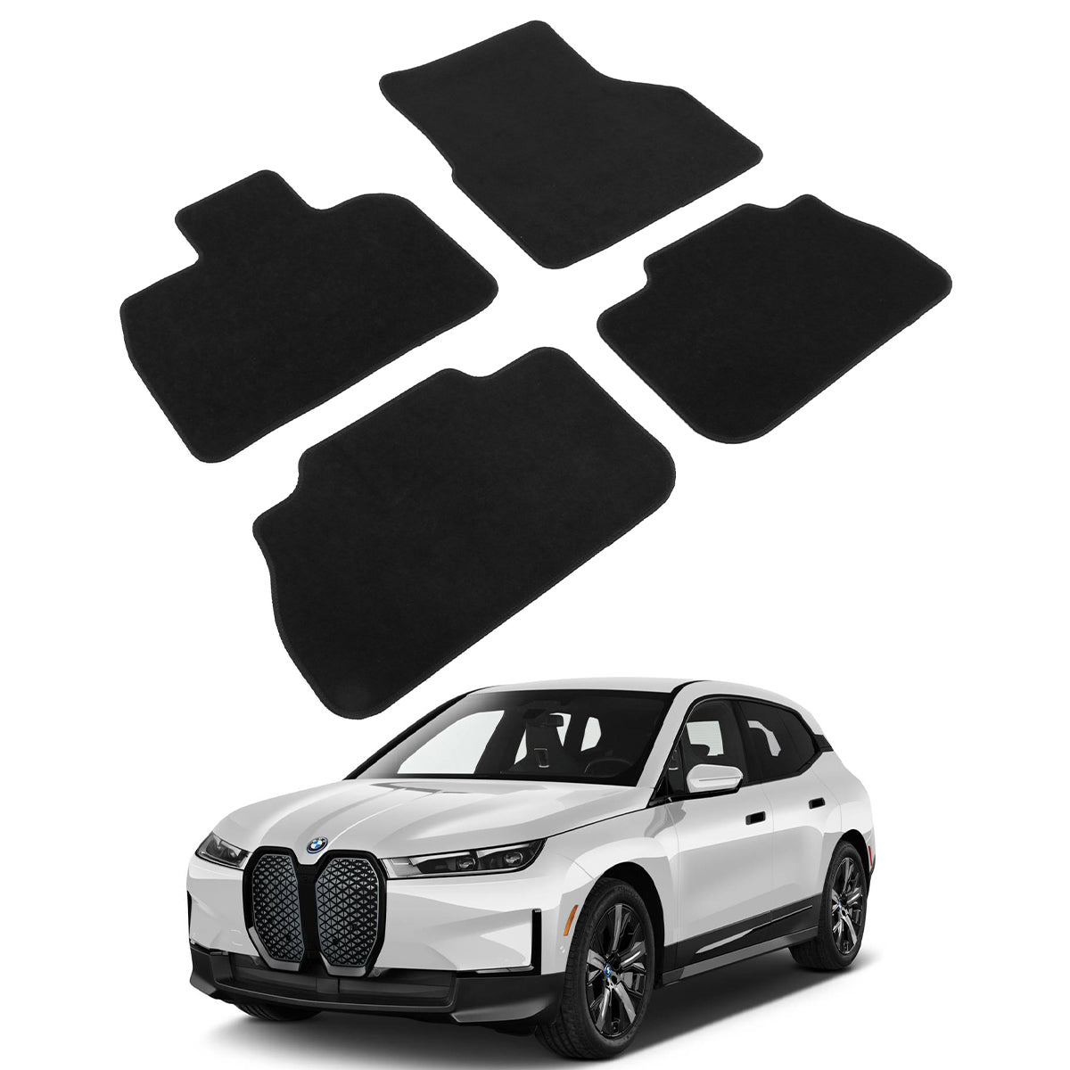 2022-2024 BMW I20 iX 4PCS Black Front Rear Floor Mats Carpets Nylon