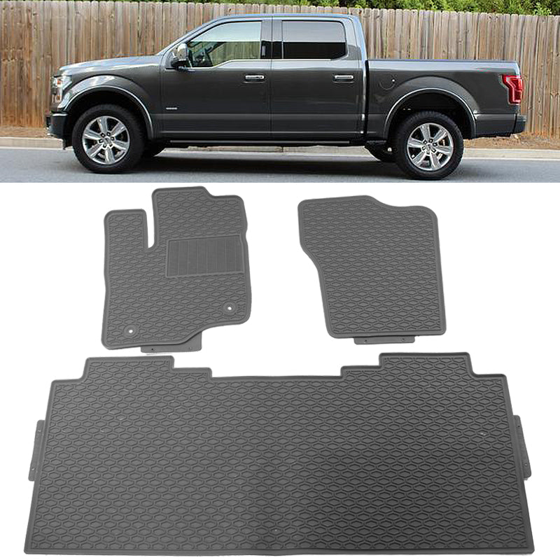 2015-2024 Ford F-150 Crew Cab Latex Floor Mats All Weather Carpet