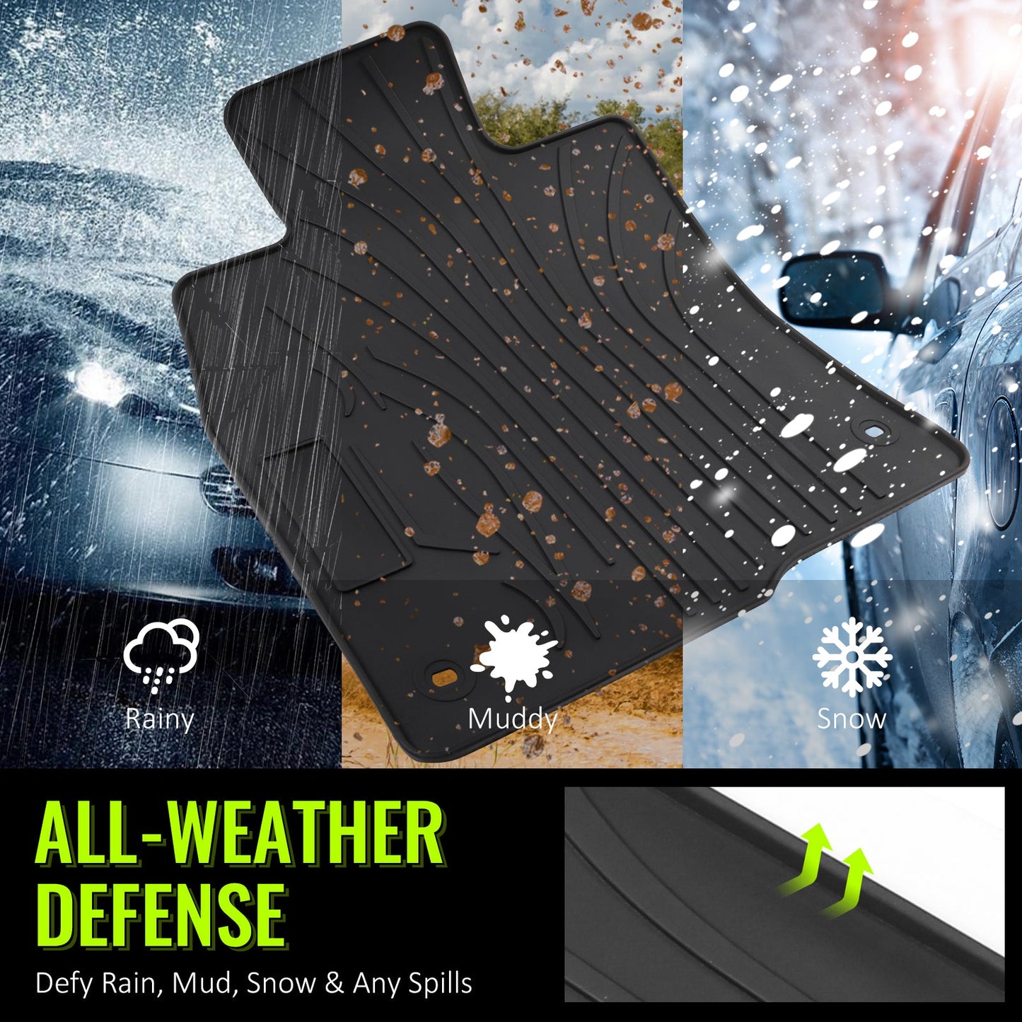 2016-2021 Honda Civic Latex Floor Mats Liner All Weather Carpets