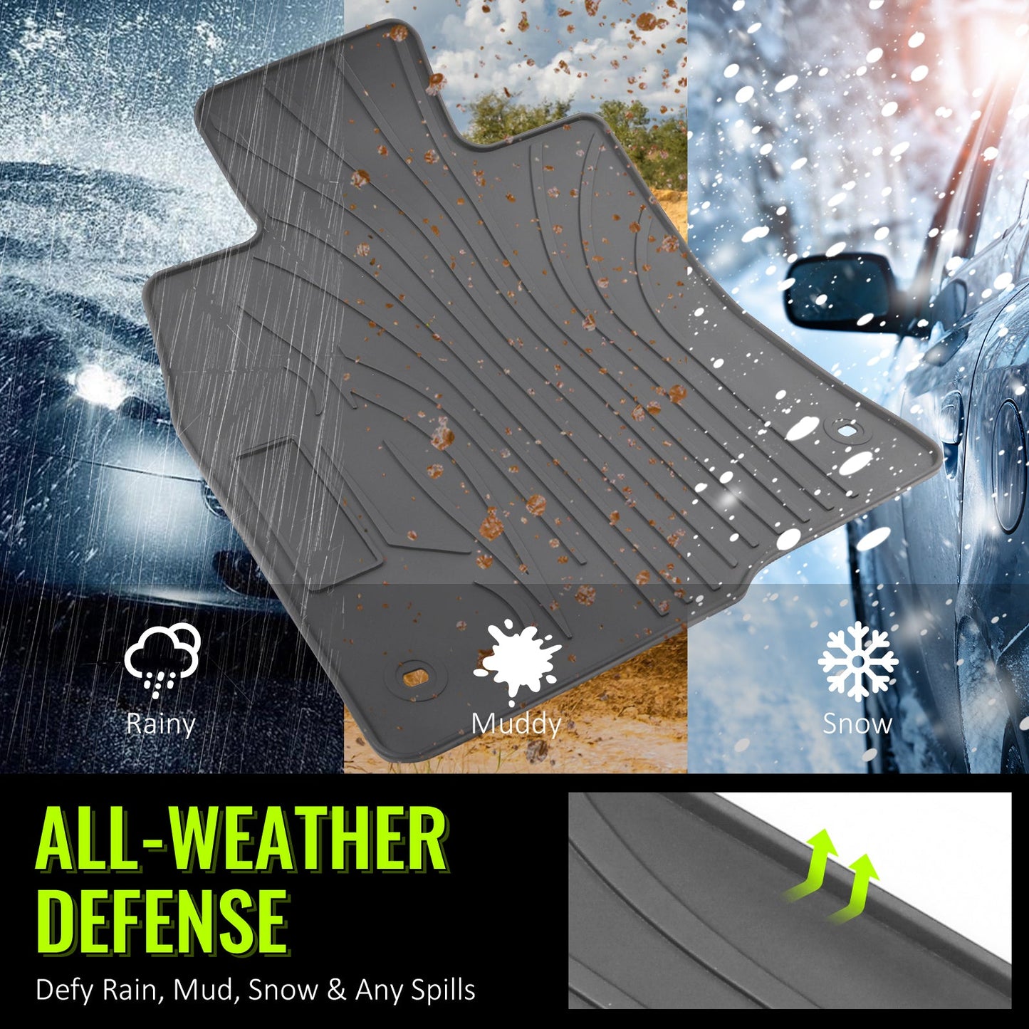 2016-2021 Honda Civic Latex Floor Mats Liner All Weather Carpets