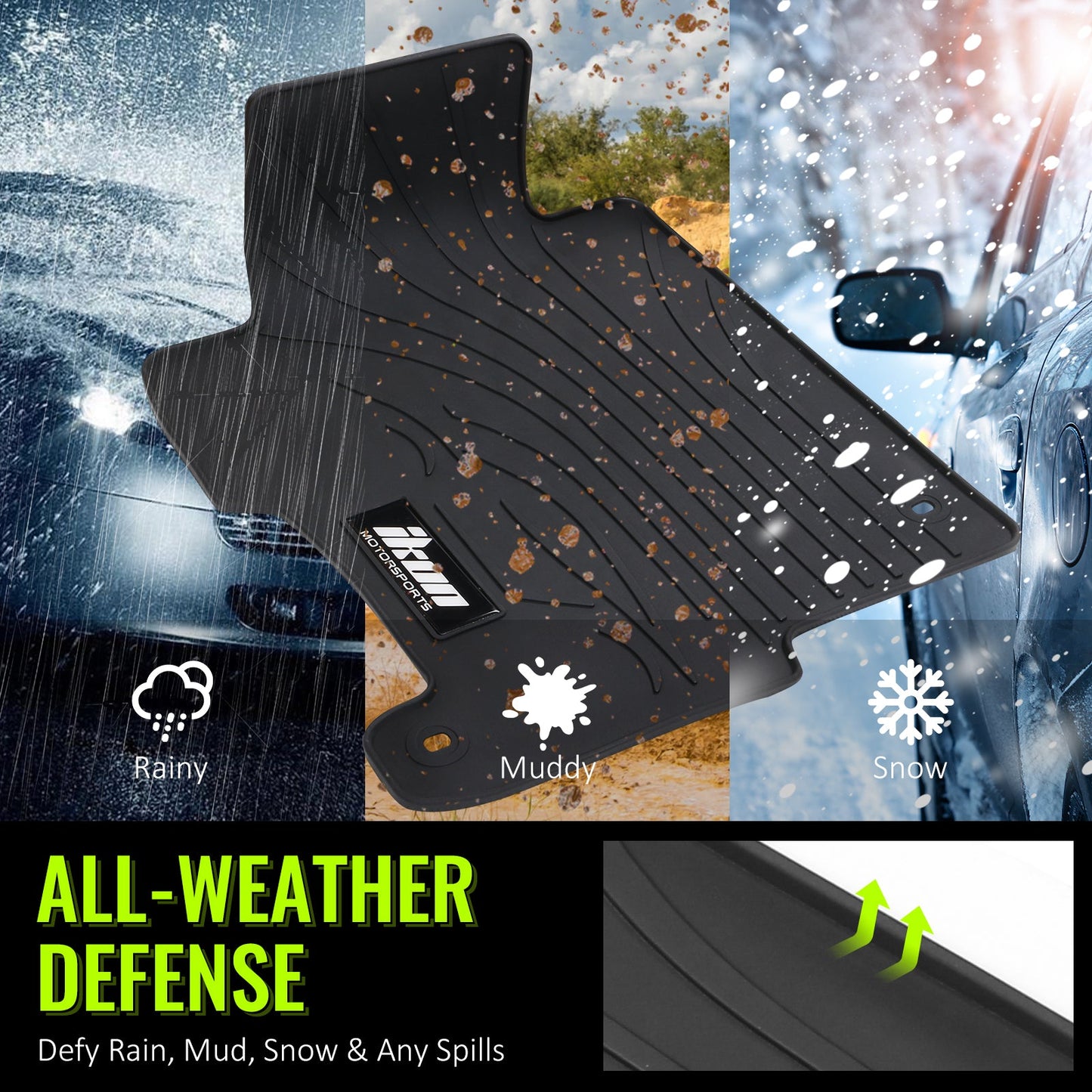 Car Floor Mat for 2013-2017 Honda Accord Latex All Weather  Black 5PC
