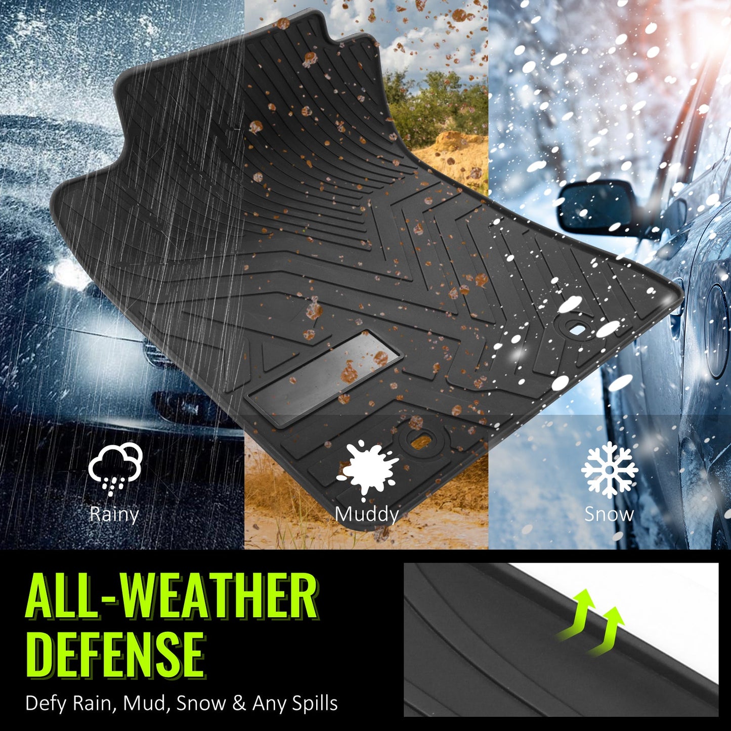 Car Floor Mat for 2011-14 Toyota Tacoma Extended Cab Latex All Weather