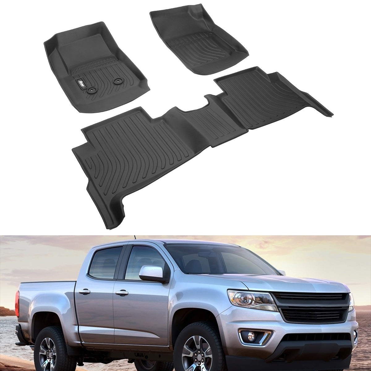 Car Floor Mat for 15-22 Chevrolet Colorado GMC Canyon Crew Cab 3D TPE