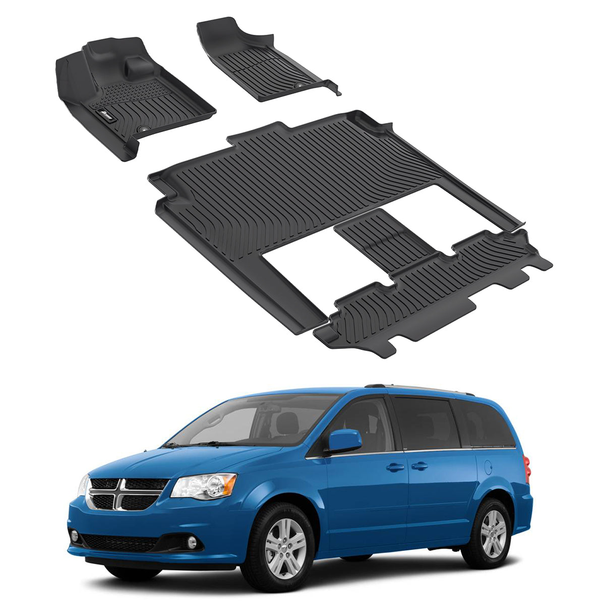 2008-2020 Dodge Grand Caravan 3D Floor Mats All Weather Carpets TPE