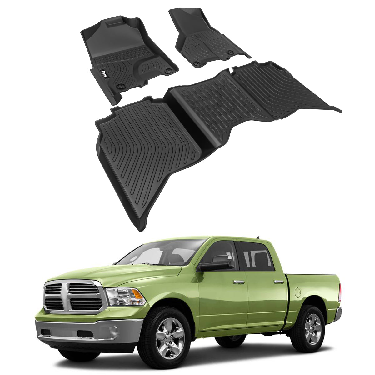 2012-2024 Ram 1500/2500/3500 Crew Cab 3D Floor Mats Carpets Liner TPE