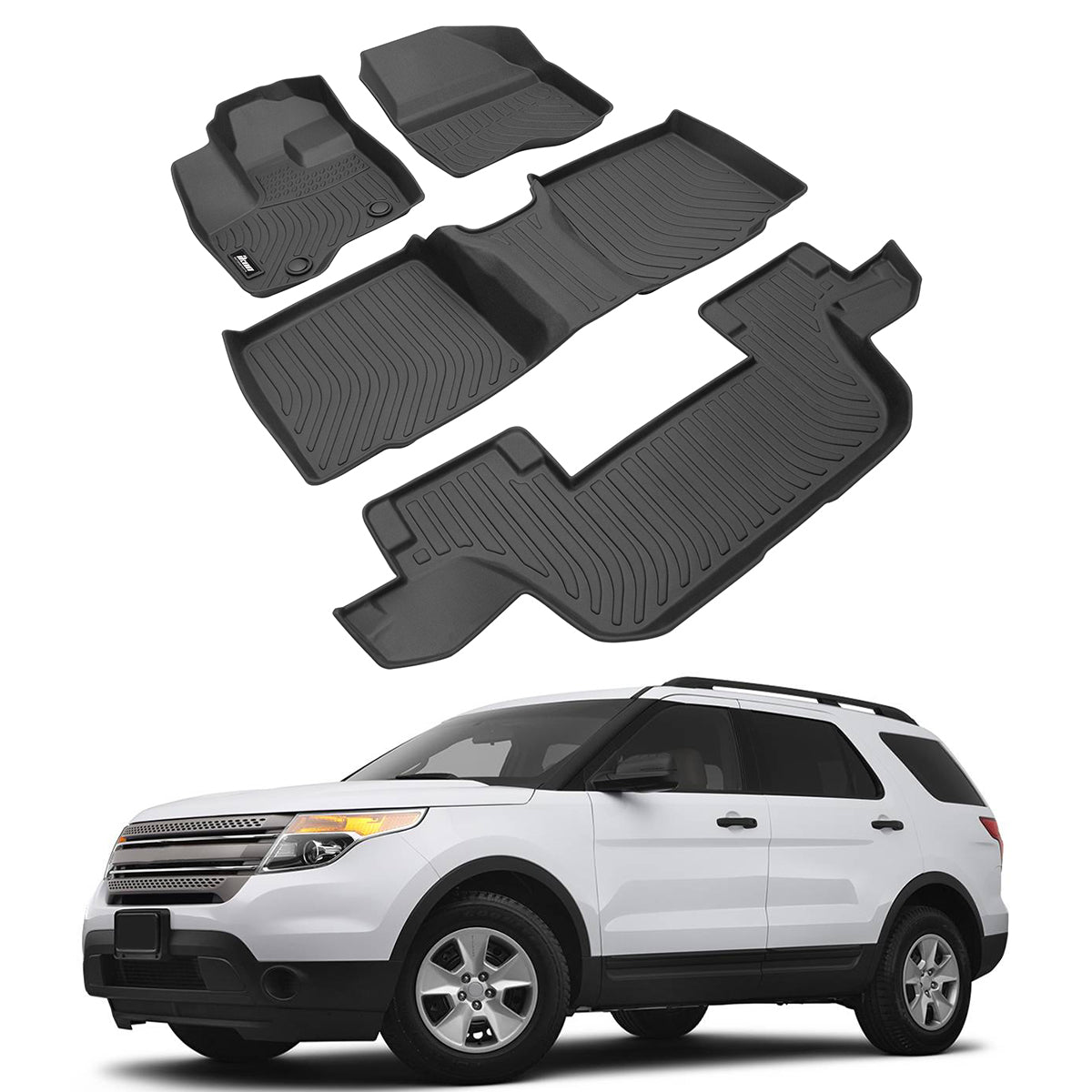 2011-2015 Ford Explorer Bench Seat 3D Floor Mats Carpets Liner TPE