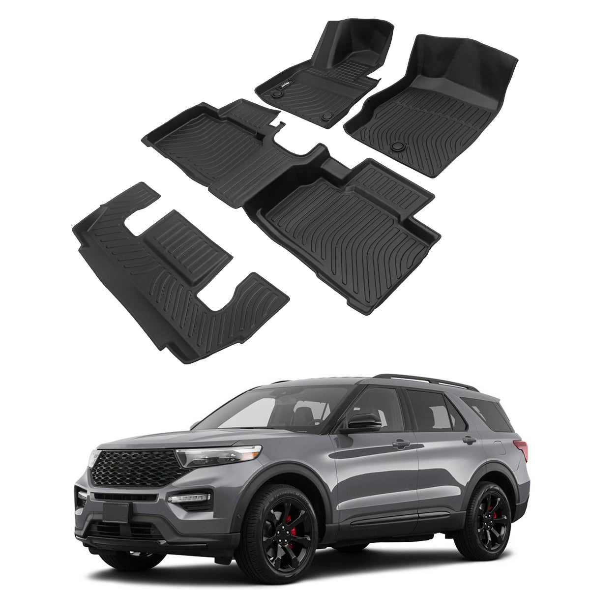 2020-2025 Ford Explorer 6 Seats 3D Floor Mats Heavy Duty Carpets TPE