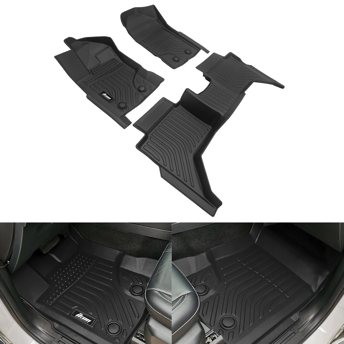 2019-2023 Ford Ranger Super Crew Cab 3D Floor Mat Heavy Duty Liner TPE