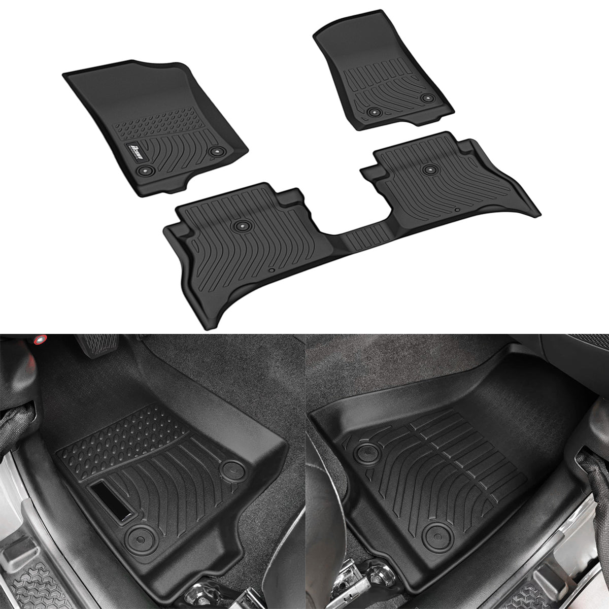 Car Floor Mat for 2021-2025 Jeep Wrangler 4xe All Weather 3D Liner TPE