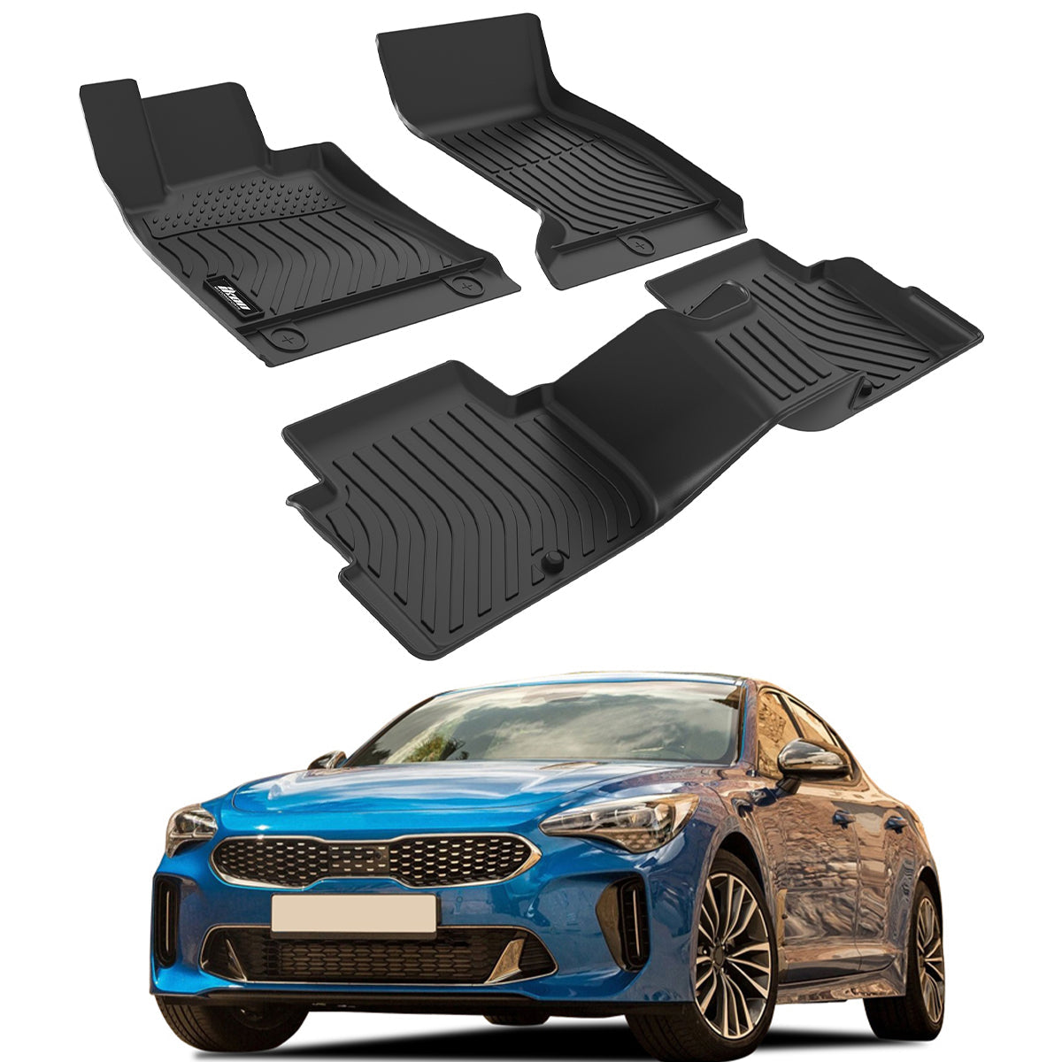 2018-2023 Kia Stinger AWD Floor Mats All Weather TPE 3D Carpets 3PC