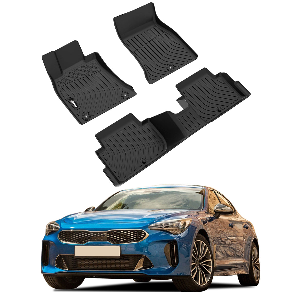 2018-2023 Kia Stinger RWD Floor Mats All Weather TPE 3D Carpets 3PC