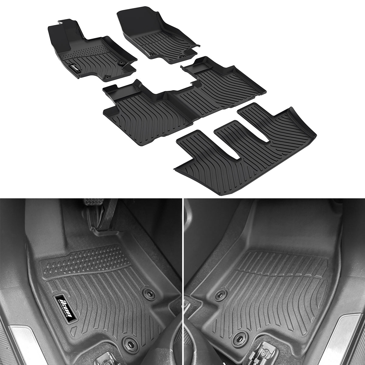 2024-2025 Toyota Grand Highlander 7 Seats 3D Floor Mats Carpet TPE