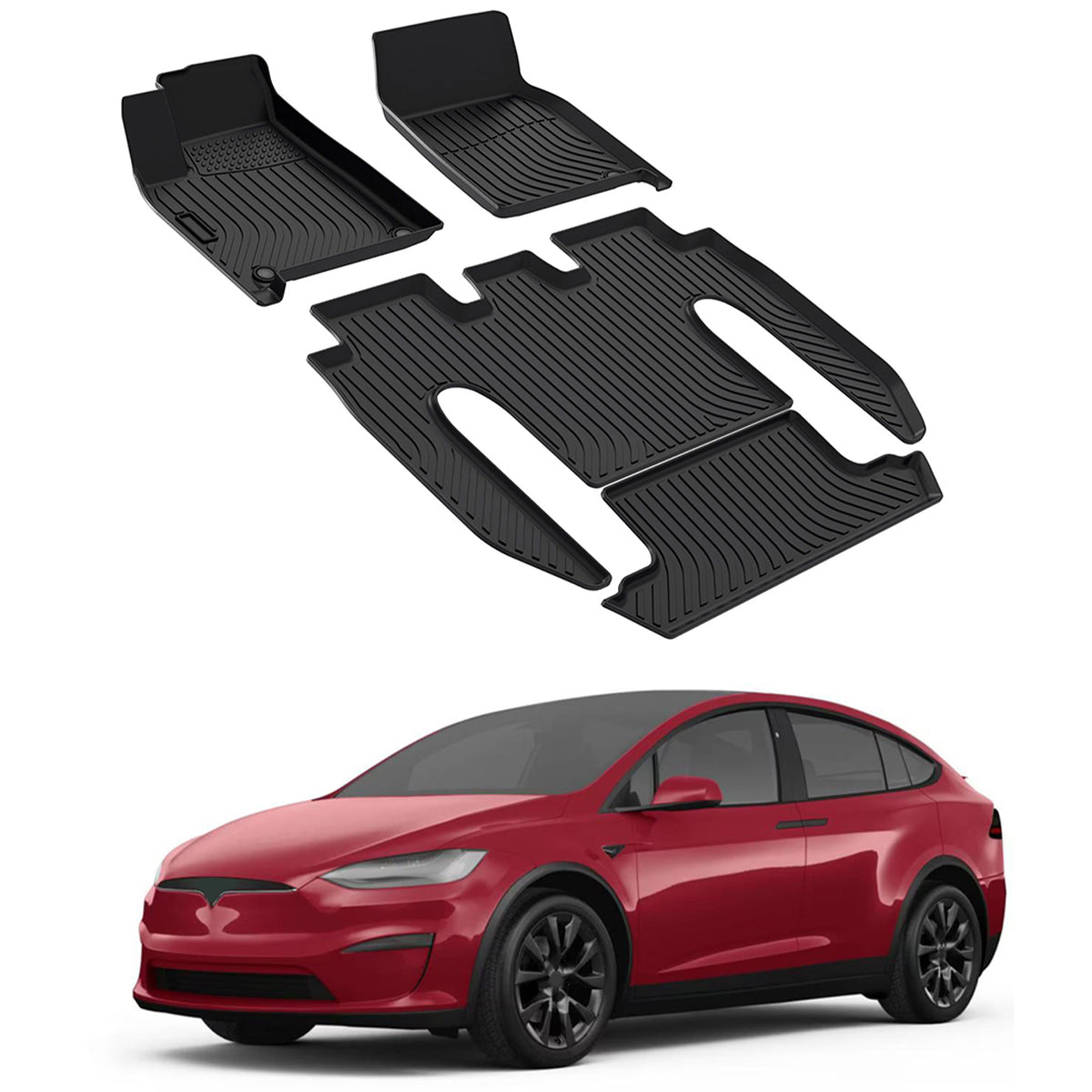 Car Floor Mat for 2022-2024 Tesla Model X 6 Seats All Weather 3D TPE