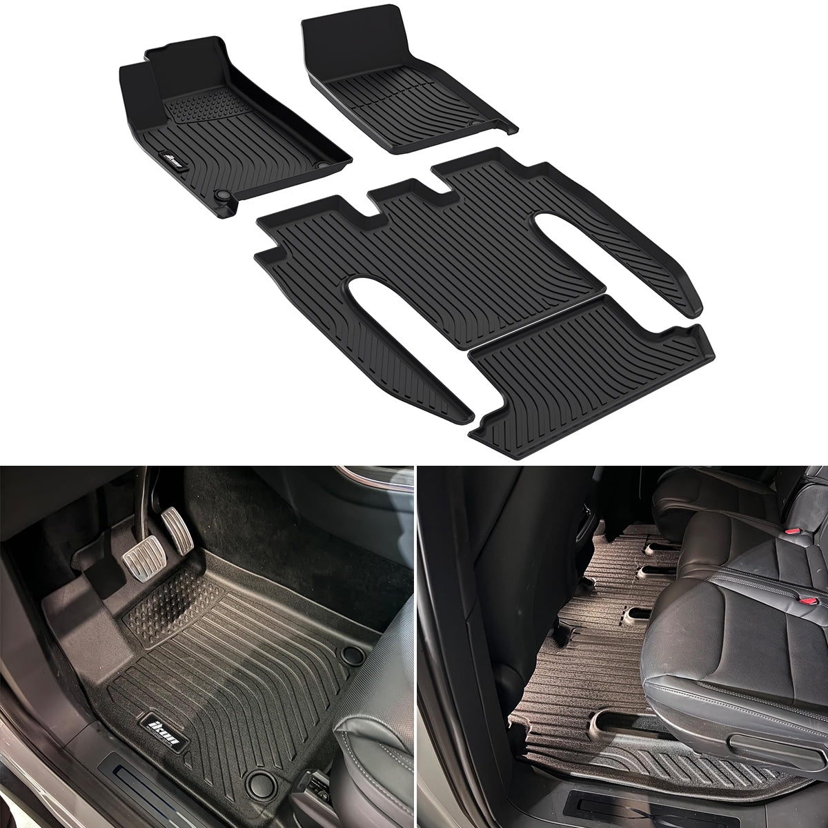 Car Floor Mat for 2022-2024 Tesla Model X 7 Seats All Weather 3D TPE