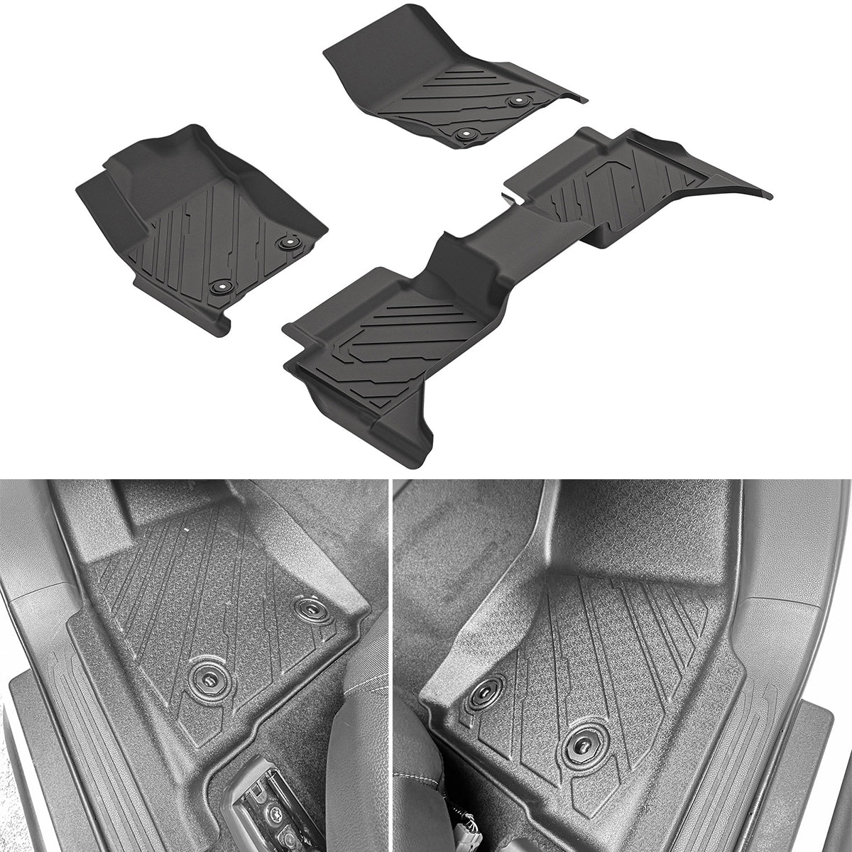 2024-2025 Toyota Tacoma Crew Cab 3D Floor Mats All Weather Carpets TPE