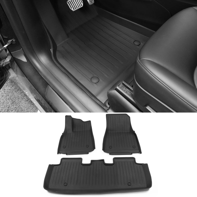 Car Floor Mat for 2020-24 Tesla Model Y 3D Black Carpets Injection TPE