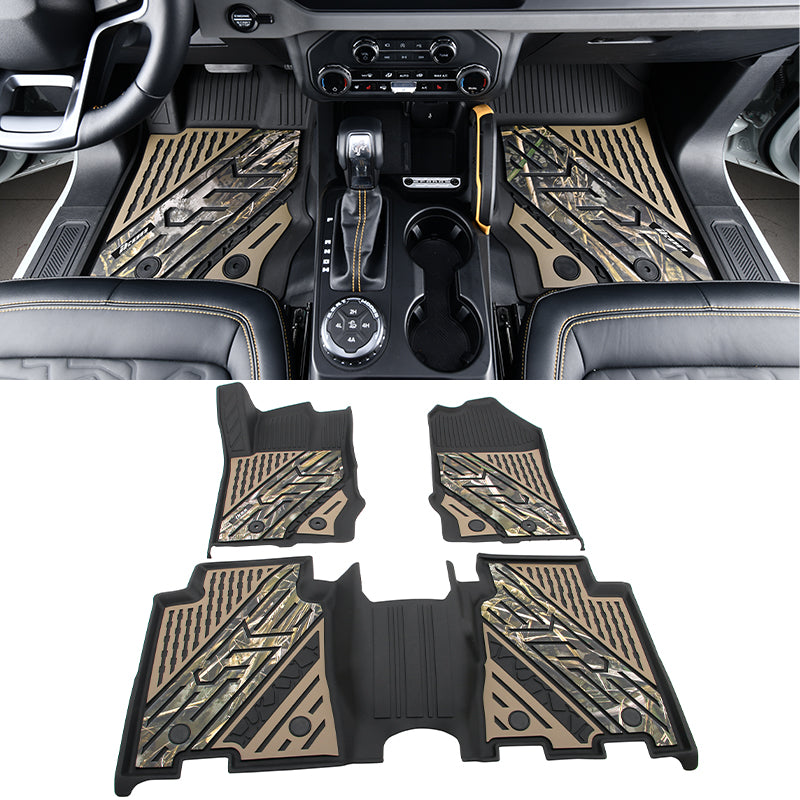 2021-2025 Ford Bronco 4DR Floor Mats TPE Carpets Black w/ Camouflage