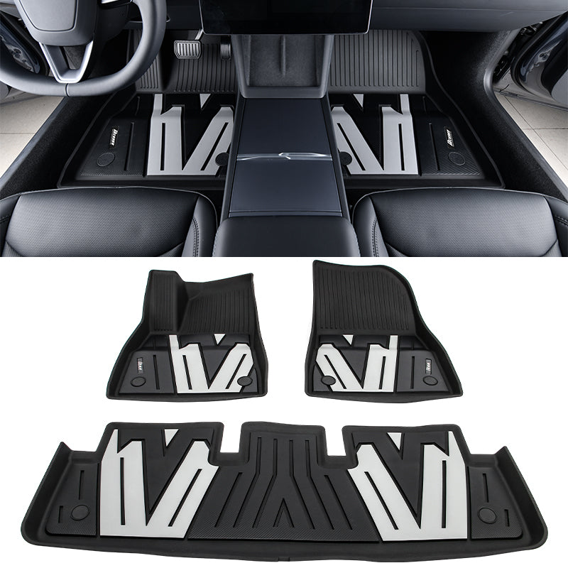 2024-2025 Tesla Model 3 3D Floor Mats Liner Black& Gray TPE Injection