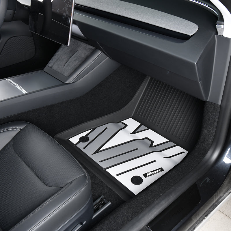 2024-2025 Tesla Model 3 3D Floor Mats Black Gray White TPE Injection