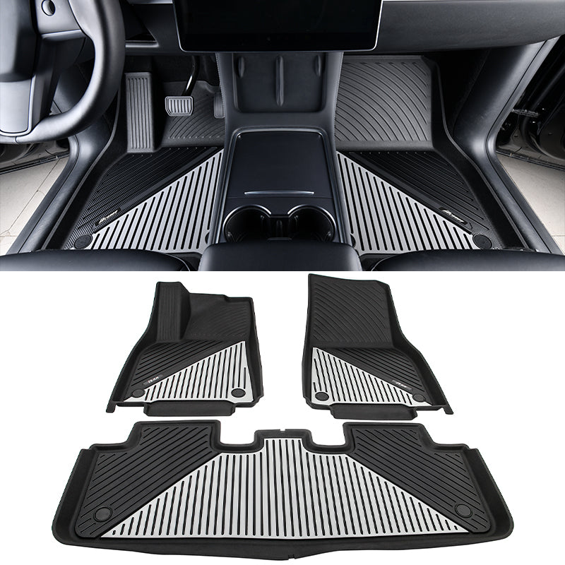 2020-2024 Tesla Model Y 3D Floor Mats Liner Black& Gray TPE Injection