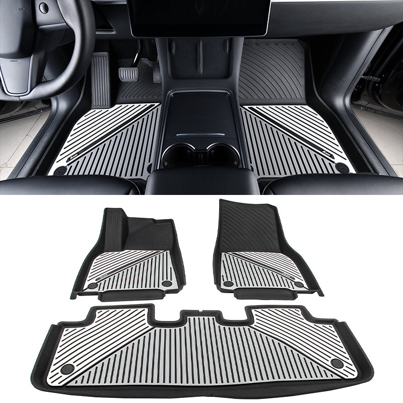 2020-2024 Tesla Model Y 3D Floor Mats Black& Gray& White TPE Injection