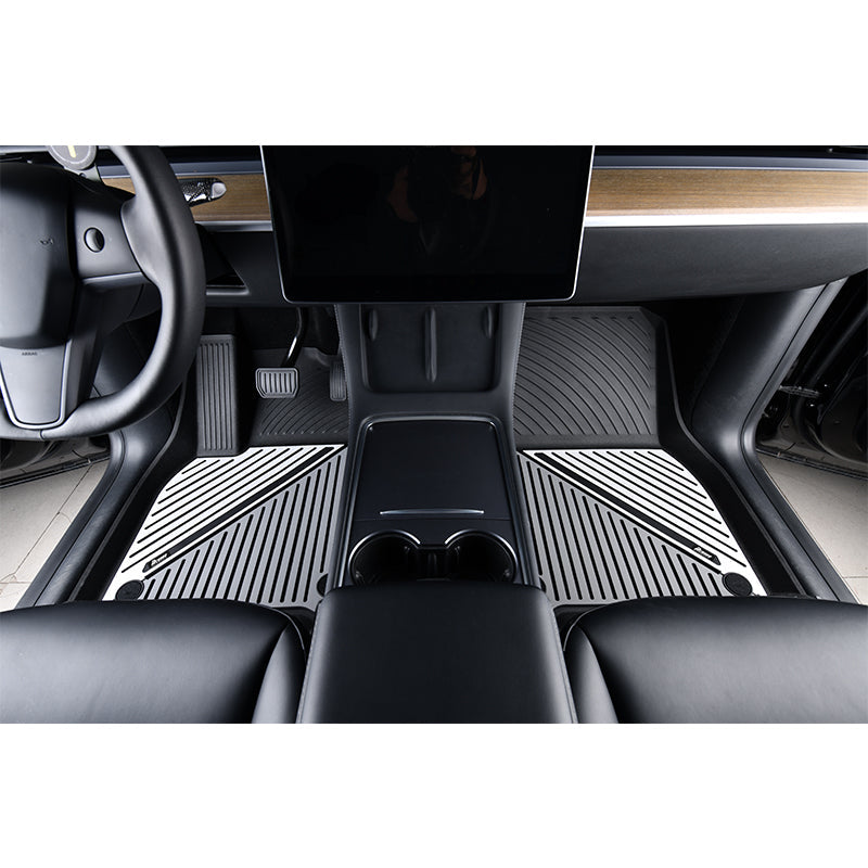 2020-2024 Tesla Model Y 3D Floor Mats Black& Gray& White TPE Injection