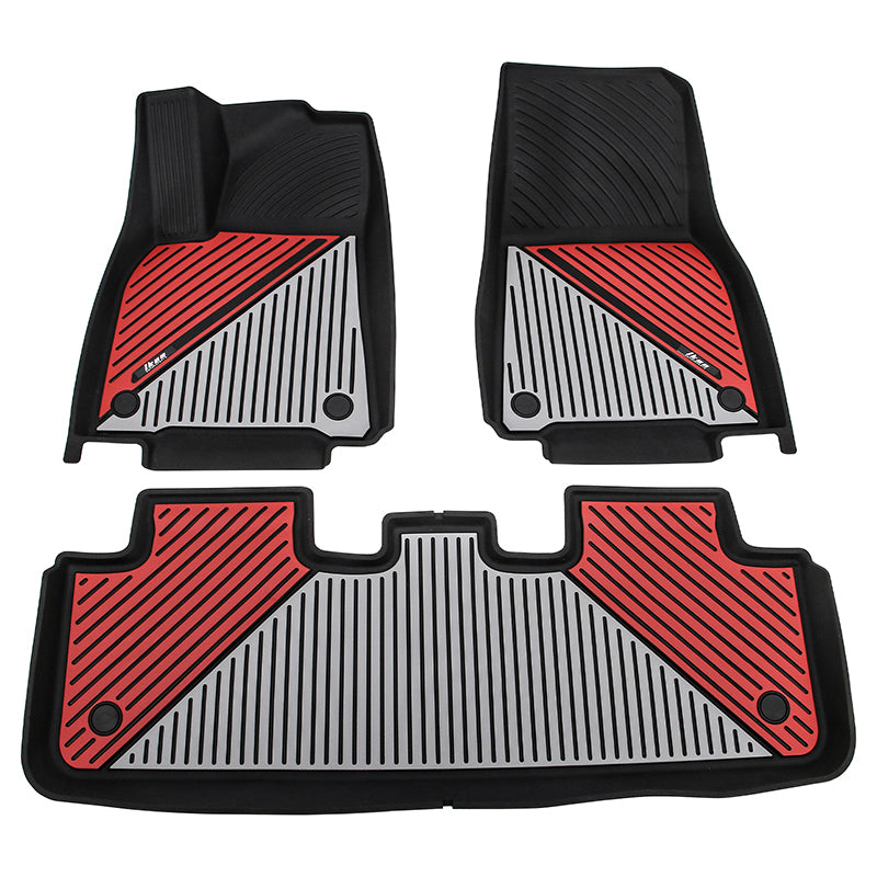 2020-2024 Tesla Model Y 3D Floor Mats Black& Gray& Red TPE Injection