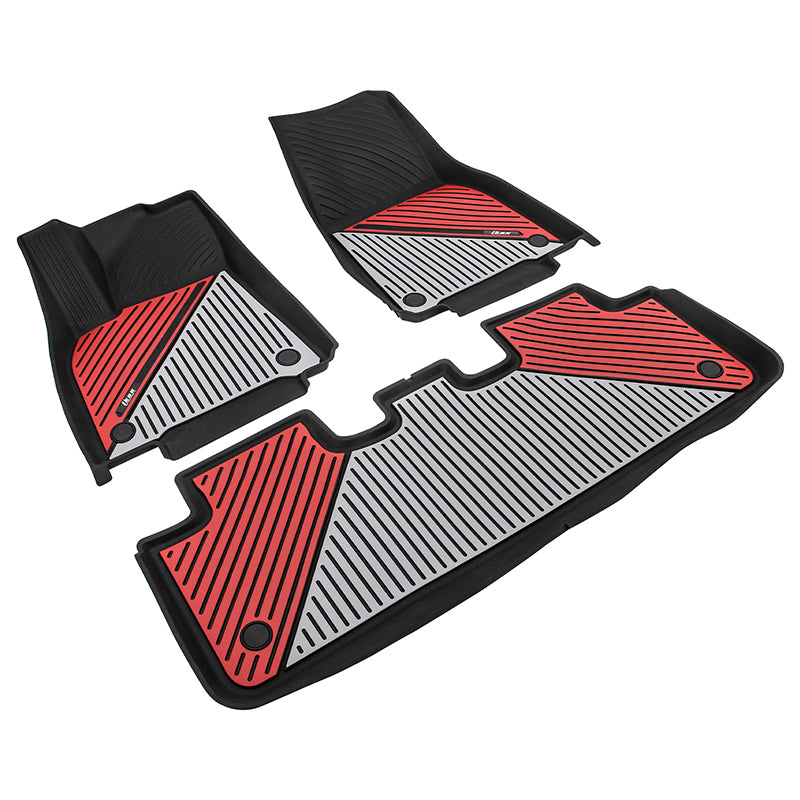 2020-2024 Tesla Model Y 3D Floor Mats Black& Gray& Red TPE Injection