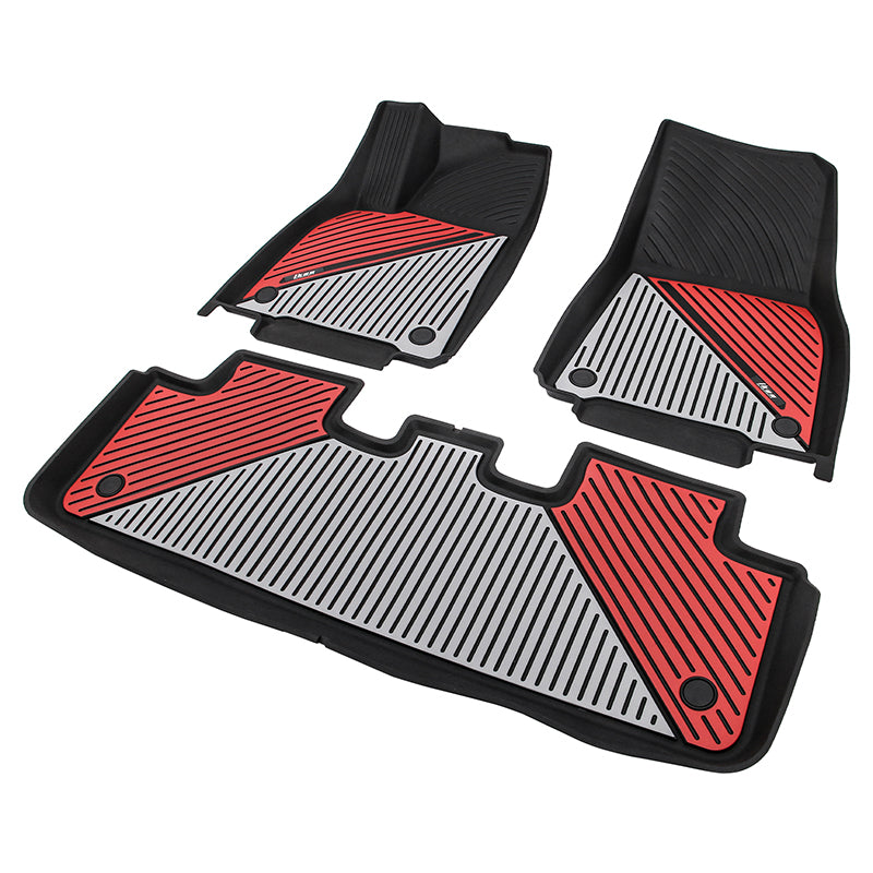 2020-2024 Tesla Model Y 3D Floor Mats Black& Gray& Red TPE Injection
