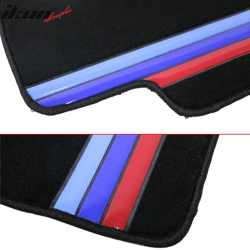 Car Floor Mat for 2007-2012 BMW E70 X5 Black M Color Stripe 4PC Nylon