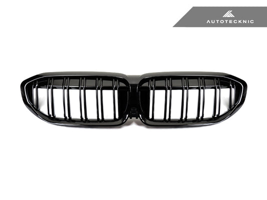 AutoTecknic Dual-Slats Gloss Black Front Grille - BMW G20 3-Series Pre-LCI