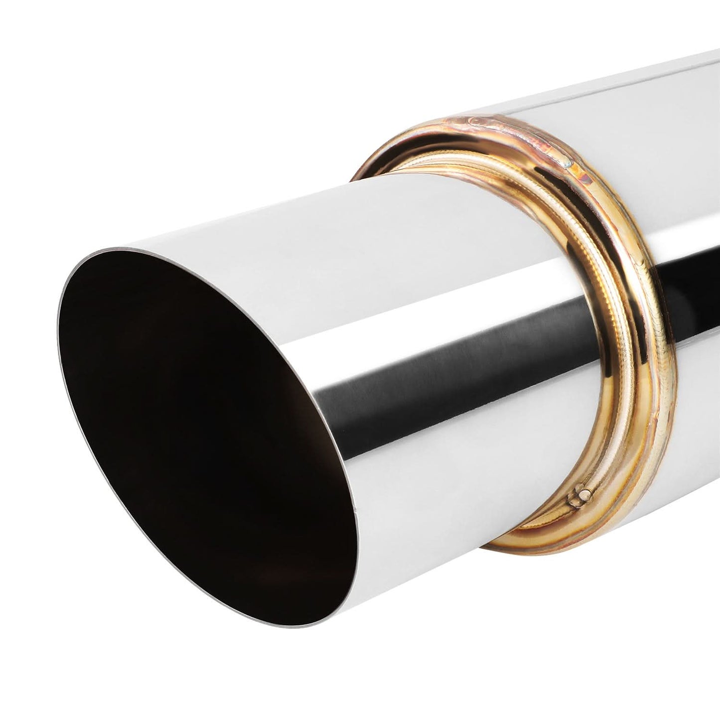 4.0" Tip Stainless Steel Muffler 2.5" Inlet 18.5" Overall Length