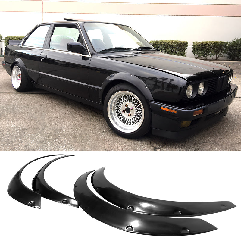 Fender Flares For 1984-1992 BMW E30 3-Series Coupe PU Black MDP Style