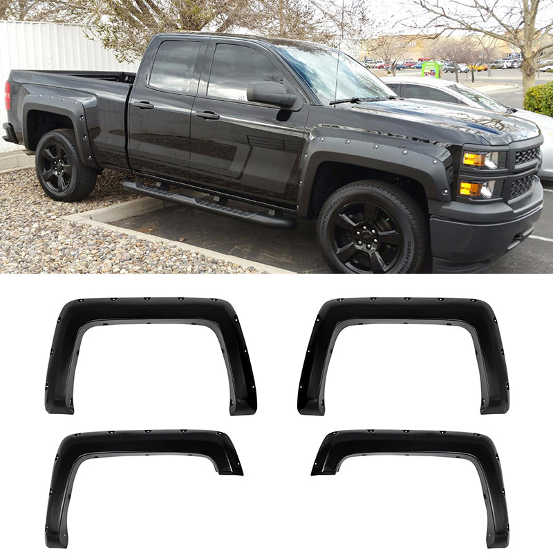 2014-2018 Chevy Silverado Short Pocket Rivet 4PCS Fender Flares ABS