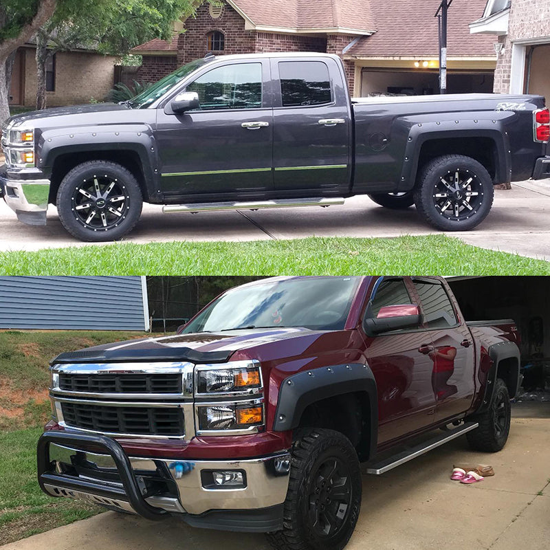 2014-2018 Chevy Silverado Short Pocket Rivet 4PCS Fender Flares ABS