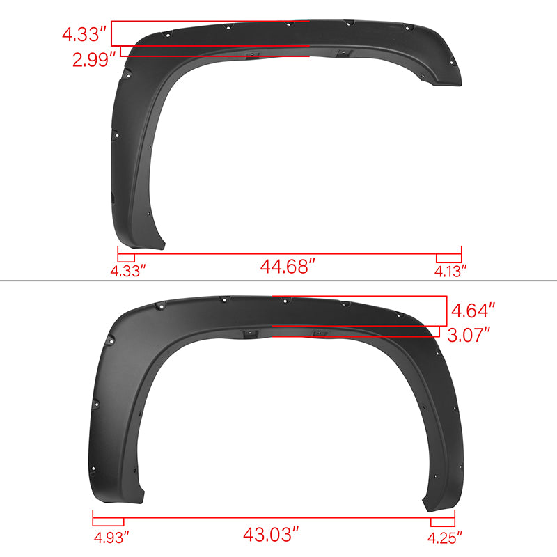 1999-2007 Chevy Silverado GMC Sierra Pocket Rivet Black Fender Flares