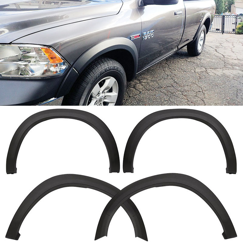 2009-2018 Dodge Ram 1500 Unpainted Black Fender Flares PP 4PCS
