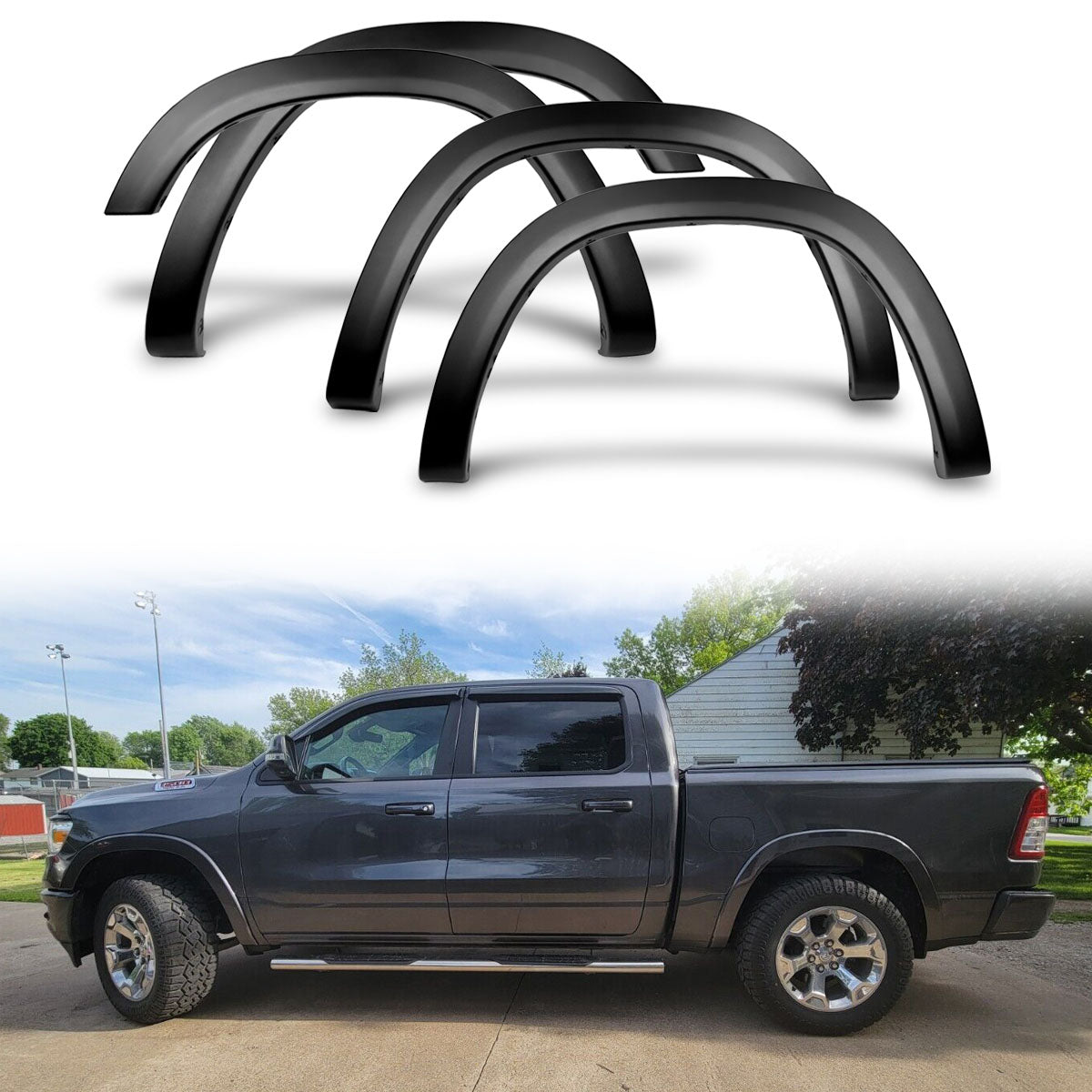 2019-2025 Dodge Ram 1500 OE Fender Flares V2 Style Textured Black PP